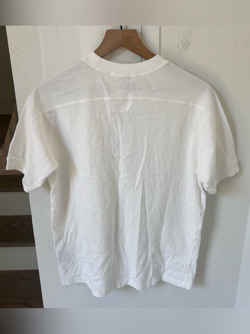 Anine Bing Jaylin Monogram T-shirt Tee in White NWT - Picture 4 of 9